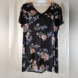 2/$20 Torrid Sz 0 (L) V-neck Floral Tunic Top